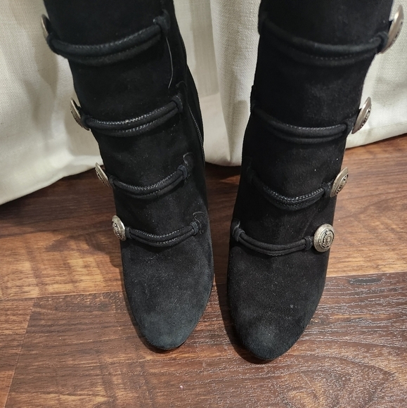 RARE Aquazzura Rasputine Military Block Heel Black Suede Over the Knee Boots - Picture 3 of 10